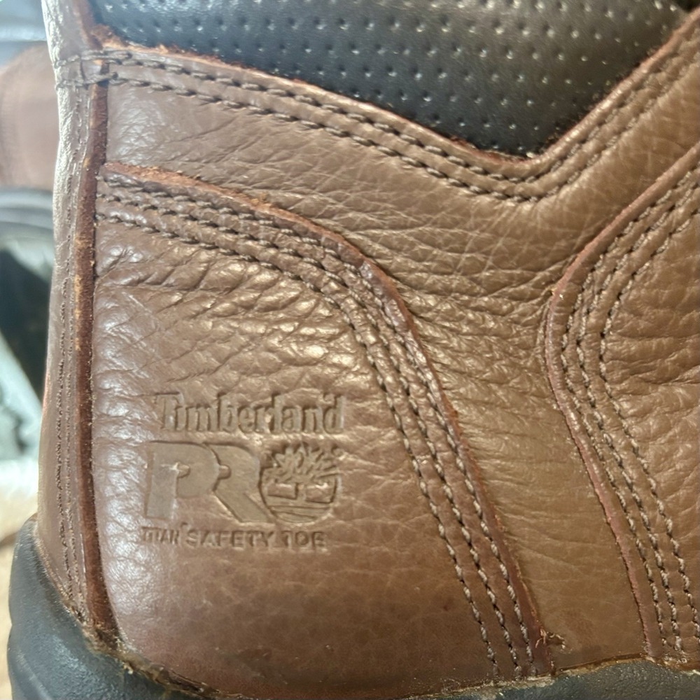 TIMBERLAND PRO Men's Leather Work Boots Size 7.5W Titan Safety Toe Powerfit - Picture 6 of 8